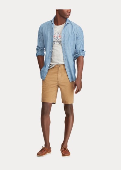 Pantalones Cortos Polo Ralph Lauren Hombre Kaki - Stretch Classic Fit - OYMXR6805